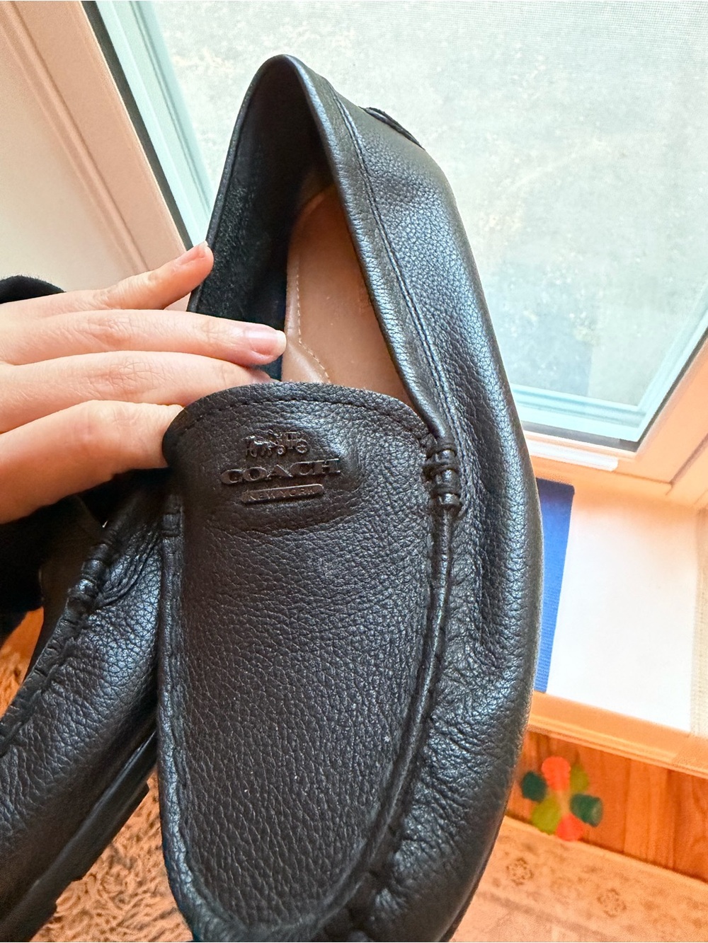 Coach Mary Lock Up Pebble Leather Loafers Womens 7.5 Black Slip On Flats - Picture 9 of 9